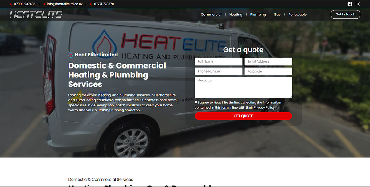 A snapshot of heateliteltd.co.uk website